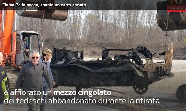 Il Fiume Po è in secca, e ricompare un carro armato della Seconda Guerra Mondiale