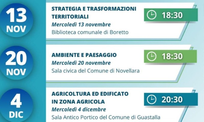 Da mercoledì 6 novembre il  Nuovo Piano  Urbanistico  Generale della Bassa Reggiana