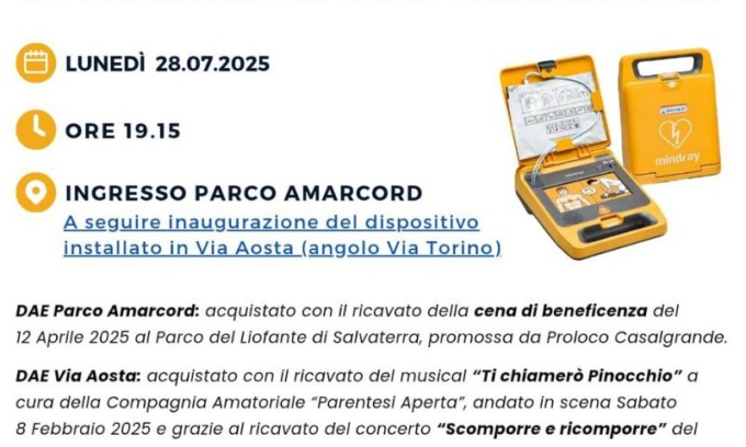 Due nuovi defibrillatori per Casalgrande