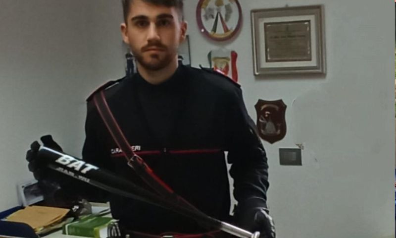 In auto con una mazza di baseball