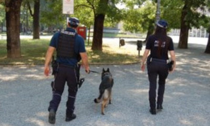 Controlli anti spaccio e degrado con unità cinofile in  centro storico